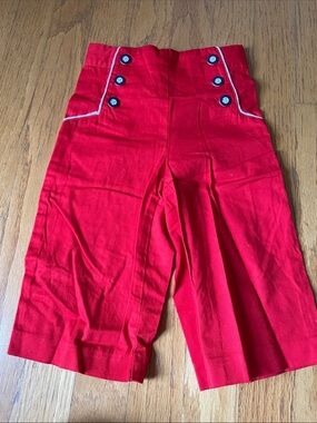 Janie and Jack Red Sailor-Inspired Cotton Blend wide leg pants